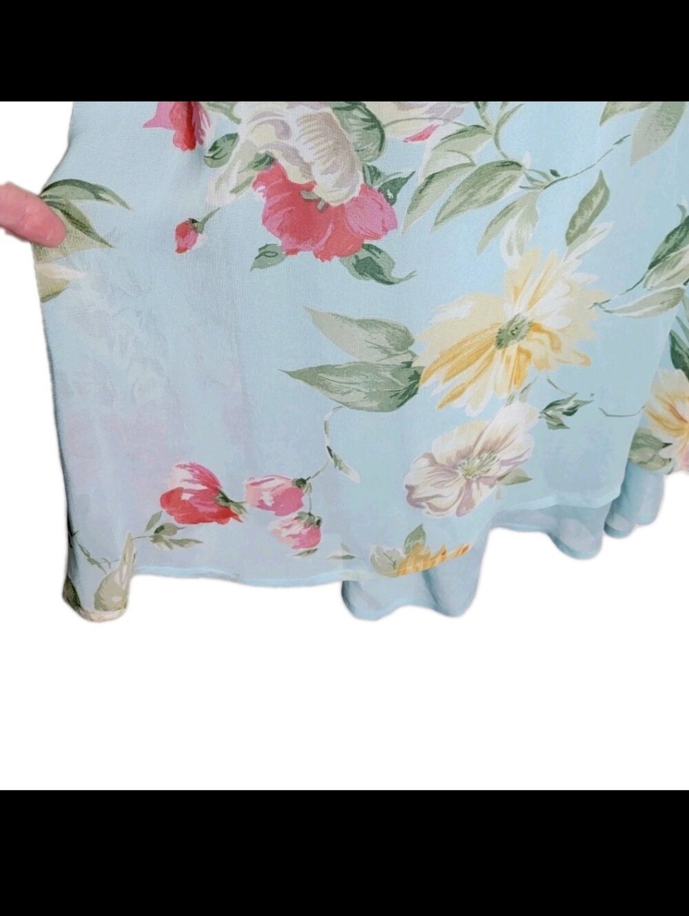 Together Womens Sleeveless Blue Floral Sheer Maxi Dress Size 12 Lined Beach EUC - Picture 5 of 8